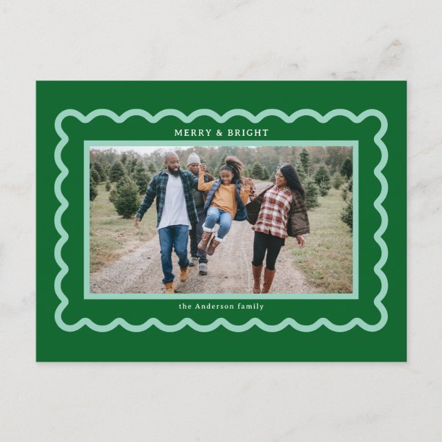 Cartão Postal Green and Mint Simple Scallop Photo Frame (Frente)