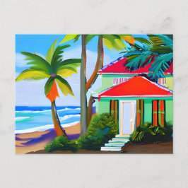 Cartão Postal Green Beach House, Palm Trees e Ocean
