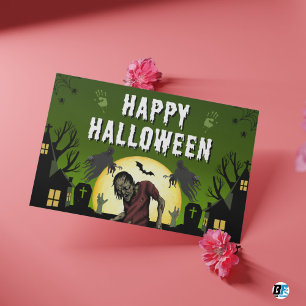 Cartão Postal Green & Black Feliz Halloween Assustador