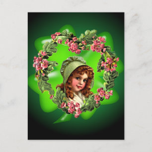 Cartão Postal GREEN BONNET & SHAMROCK por SHARON SHARPE