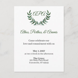 Cartão Postal Green Branches Invitation