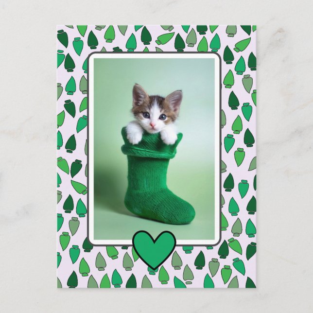 Cartão Postal Green Christmas Lights Holiday (Frente)