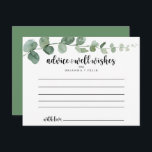 Cartão Postal Green Delight Eucalyptus Wedice Card<br><div class="desc">Este cartão de conselho de eucalipto de delícia verde é perfeito para um casamento moderno. A design apresenta galhos e folhas botânicas elegantes e desenhadas a aquarela e desenhadas à mão. Estas cartas são perfeitas para um casamento, chá de panela, chá de fraldas, festa de formatura e muito mais. Personalize...</div>