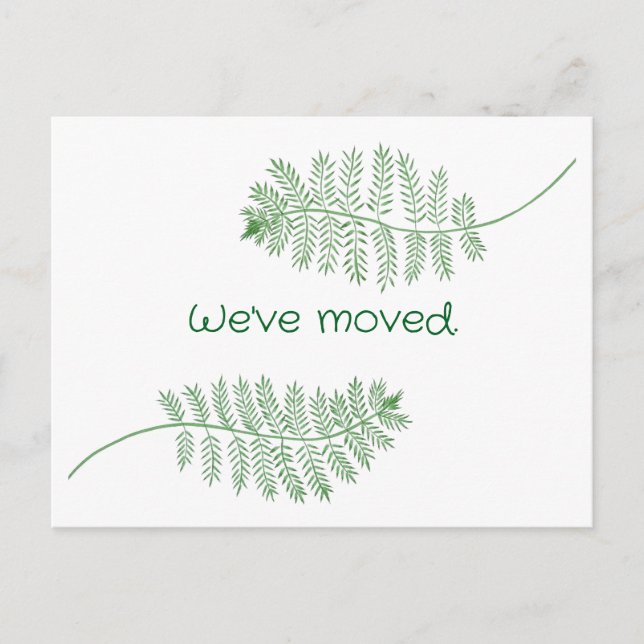 Cartão Postal Green Ferns on Custom New Address Postcards (Frente)