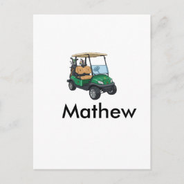 Cartão Postal Green golf car name man sports boy gifts letter