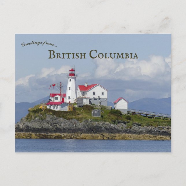 Cartão Postal Green Island Lighthouse British Columbia (Frente)