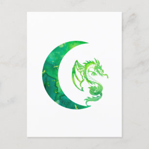 Cartão Postal Green Jade Moon e Dragon