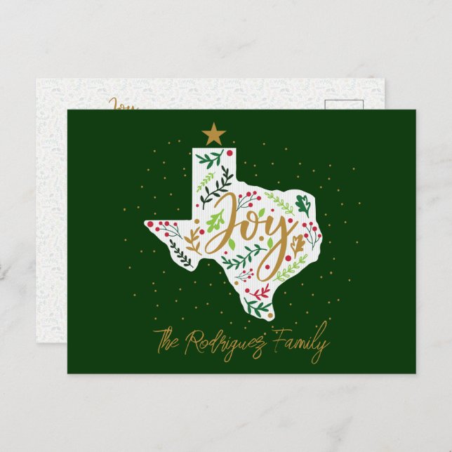 Cartão Postal Green Joy Holiday deixa a forma do Texas (Frente/Verso)