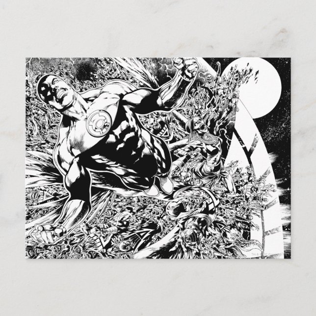 Cartão Postal Green Lantern and the Moon - Black and White (Frente)