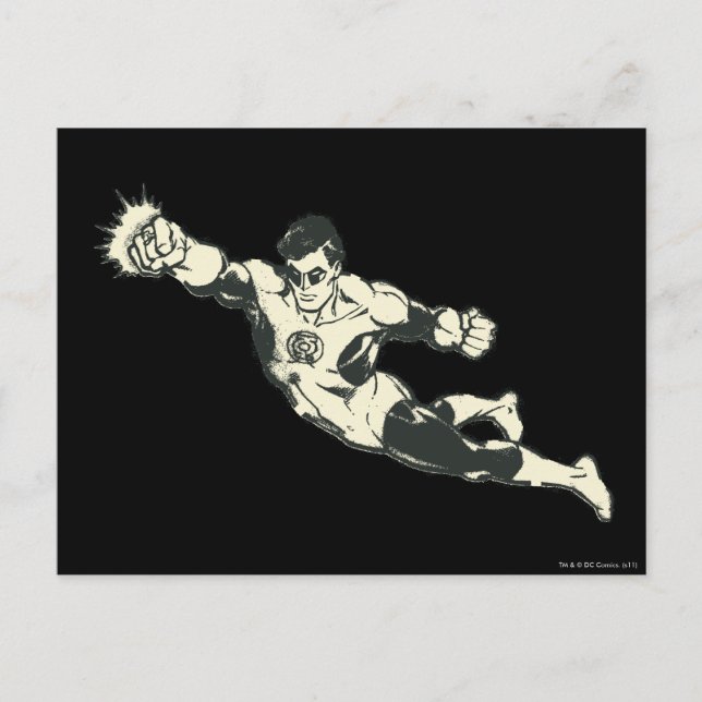 Cartão Postal Green Lantern Punches Grunge (Frente)