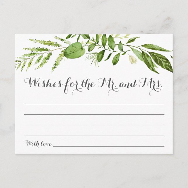 Cartão Postal Green Leaf Wedding Wish Cards, Rustic Greenerse (Frente)