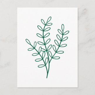 Cartão Postal Green line art delicate leaves