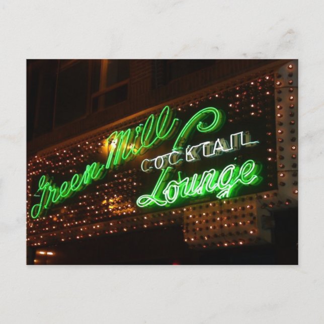 Cartão Postal Green Mill, Chicago, Vintage Neon Sinal (Frente)