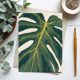 Cartão Postal Green Monstera Leaf Botanical Plant Watercolor