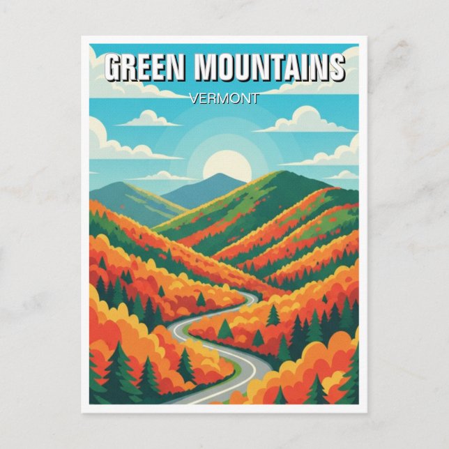 Cartão Postal Green Mounains Vermont Fall Foilation (Frente)