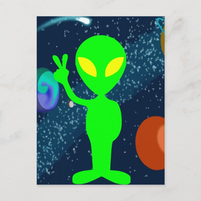 Cartão Postal Green Peace Space Alien (Frente)