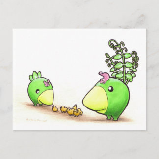 Cartão Postal Green Peafowl Family postcard