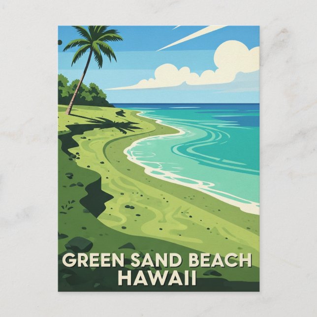 Cartão Postal Green Sand Beach Hawaii Viagem (Frente)