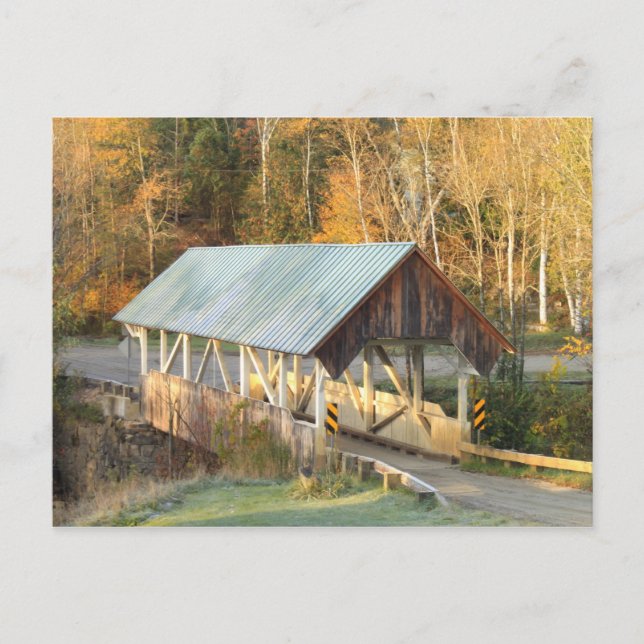 Cartão Postal Greenbanks Hollow Covered Bridge Danville Vermont (Frente)
