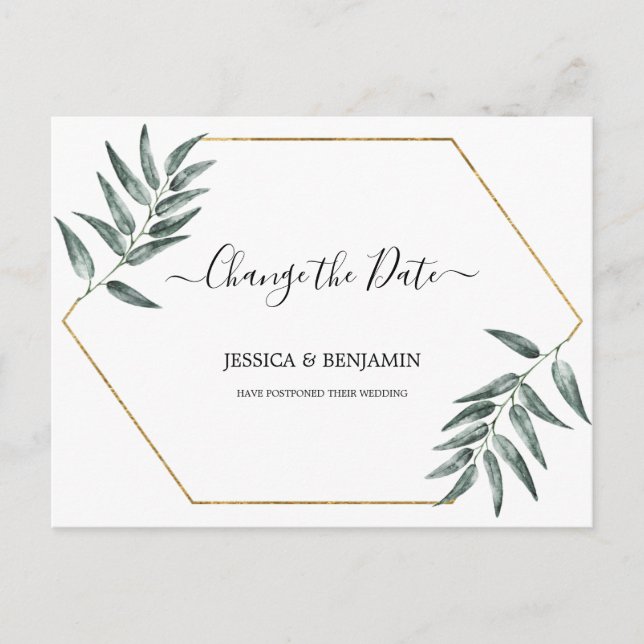 Cartão Postal Greenery deixa alteração adiada de script de data (Frente)