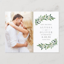 Cartão Postal Greenery Photo Save The Date Postcard