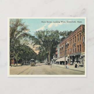 Cartão Postal Greenfield Massachusetts Main Street Vintage