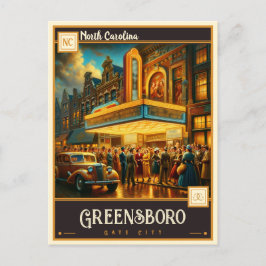 Cartão Postal Greensboro, Carolina do Norte | Vintage