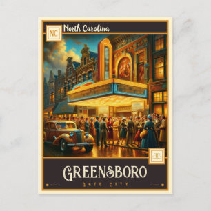 Cartão Postal Greensboro, Carolina do Norte Vintage