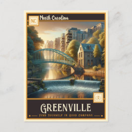 Cartão Postal Greenville, Carolina do Norte | Vintage