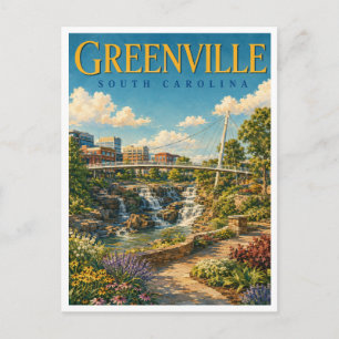 Cartão Postal Greenville Carolina do Sul Falls Park GeoSaga