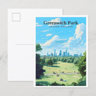 Cartão Postal Greenwich Park London Viagens vintage de Arte na I