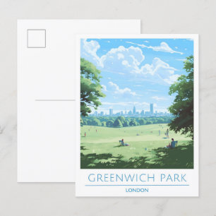 Cartão Postal Greenwich Park London Viagens vintage Inglaterra
