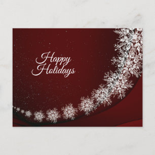 Cartão Postal Greeting Crystal Flocos de Neve Vermelha