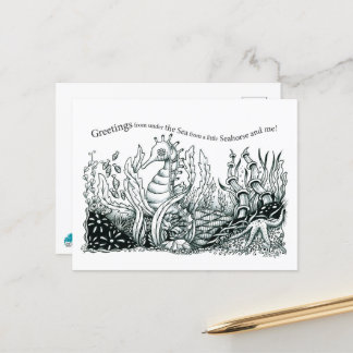 Cartão Postal Greetings from a little seahorse