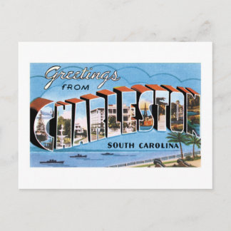 Cartão Postal Greetings from Charleston, South Carolina! Vintage