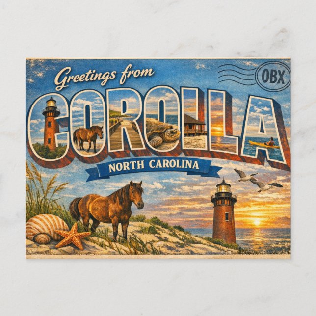 Cartão Postal Greetings from Corolla (Frente)