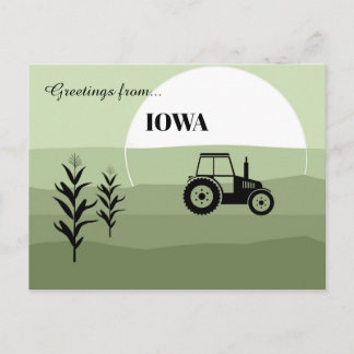 Cartão Postal Greetings from Iowa State Lush Green Tones 