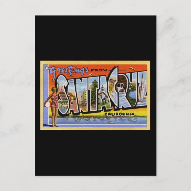 Cartão Postal Greetings from Santa Cruz California (Frente)