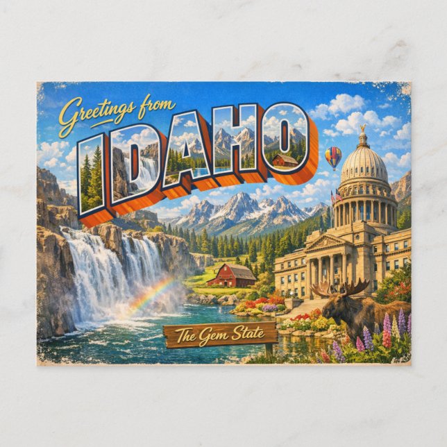 Cartão Postal Greetings From State Postcard  (Frente)