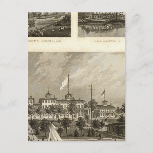 Cartão Postal Gregory House, Doane, residências Thompson (Frente)