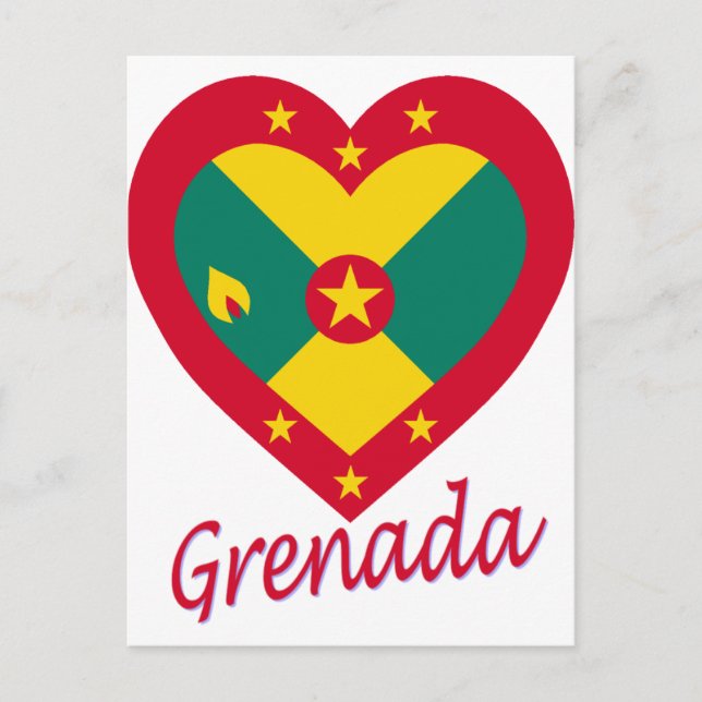 Cartão Postal Grenada Flag Heart (Frente)