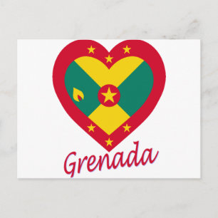 Cartão Postal Grenada Flag Heart