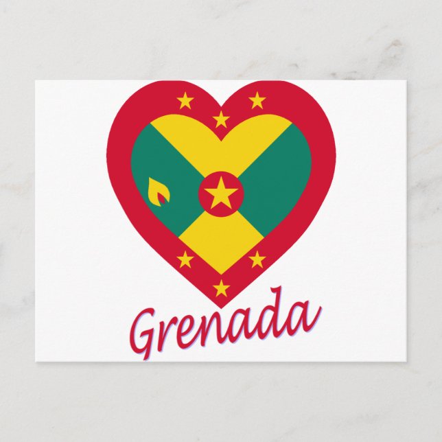 Cartão Postal Grenada Flag Heart (Frente)
