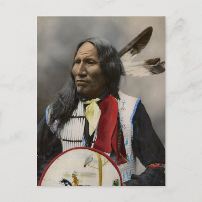 Cartão Postal Greves-Chefe Com Nariz, Oglala Sioux 1899 (Frente)