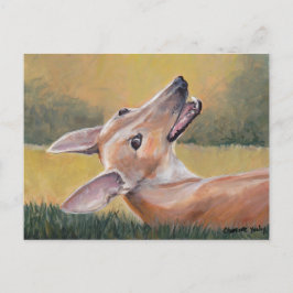 Cartão Postal Greyhound no Grass Dog Art Postcard