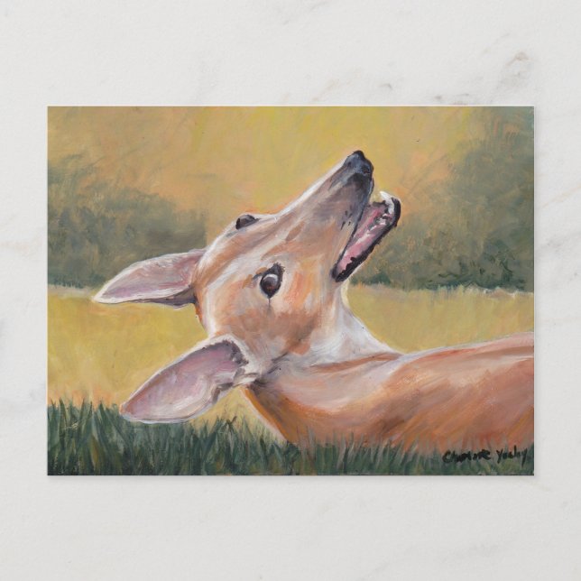 Cartão Postal Greyhound no Grass Dog Art Postcard (Frente)