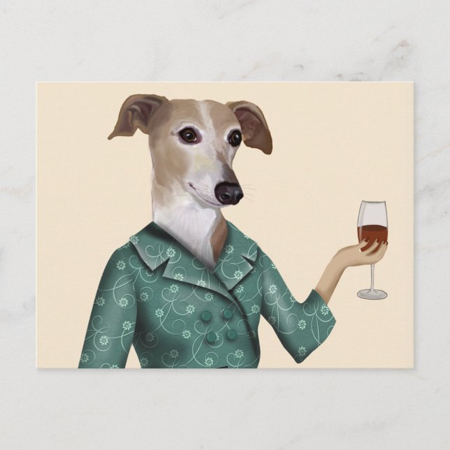 Cartão Postal Greyhound Wine Snob (Frente)