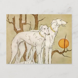 Cartão Postal “Greyhounds in Winter” de Marjorie Miller
