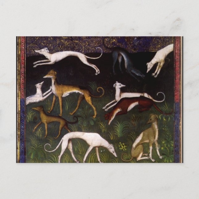 Cartão Postal Greyhounds medieval no Deep Woods (Frente)