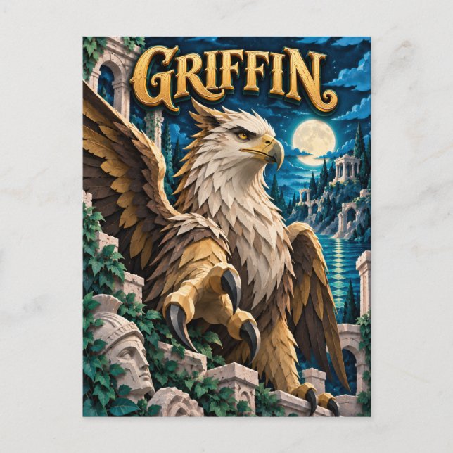 Cartão Postal Griffin, Monstro de Corte de Papel (Frente)